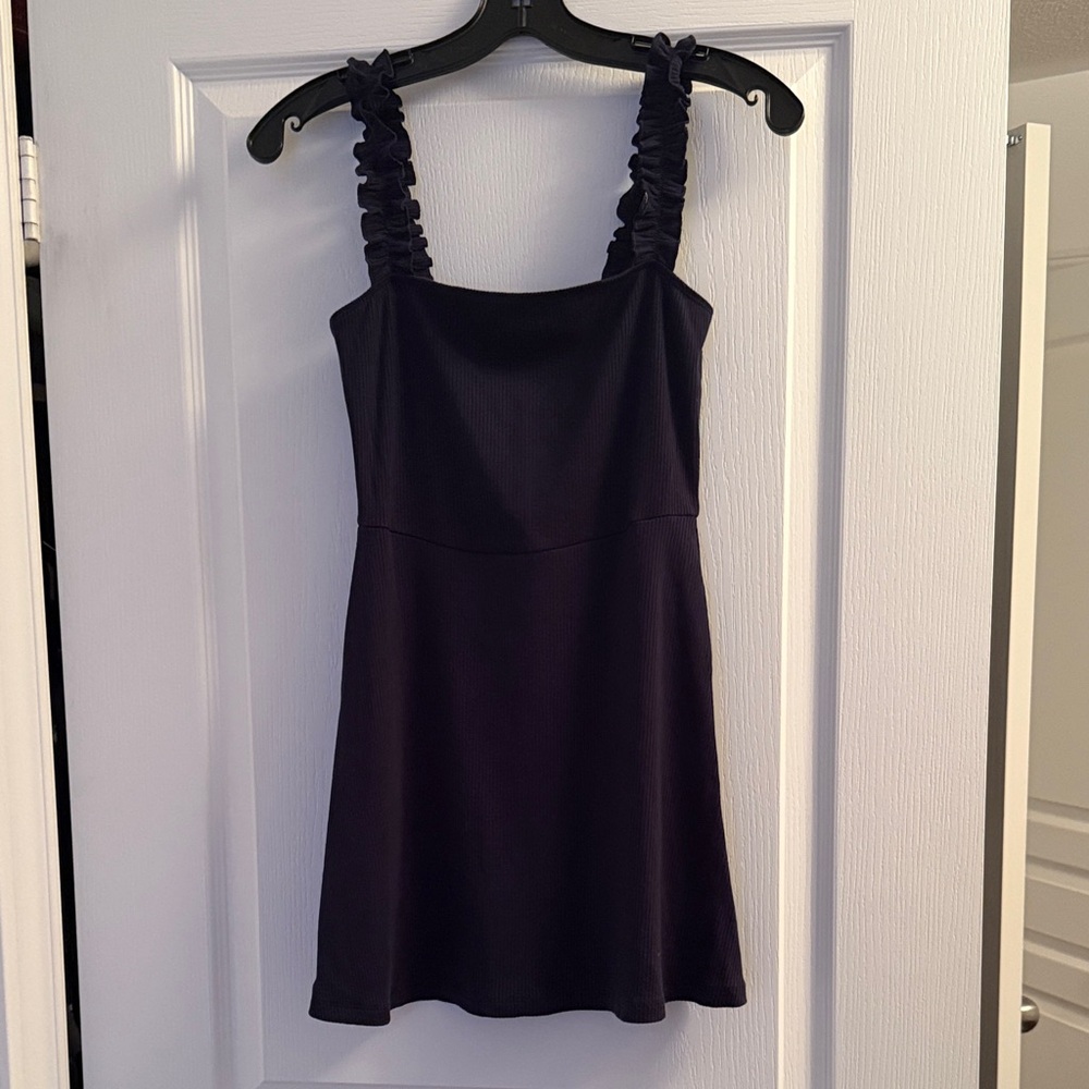 Sunday Best Navy Ruffle Strap Mini Dress